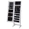 White MDF Glass Full Length Mirror Jewelry Cabinet with Lock Storage
